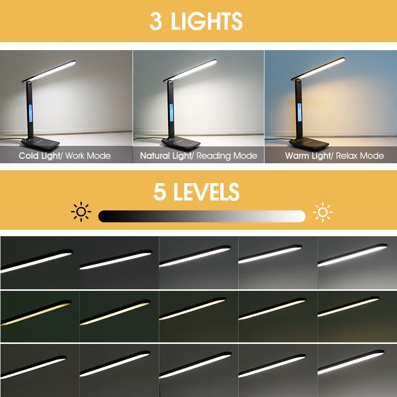 LED Desk Lamp with Wireless Charging [ WITH CALENDAR AND MORE ]