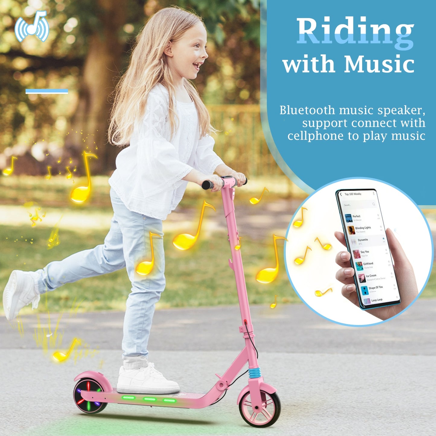 AOVOPRO KES1 Kids Double Brake Electric Scooter { Bluetooth Features }