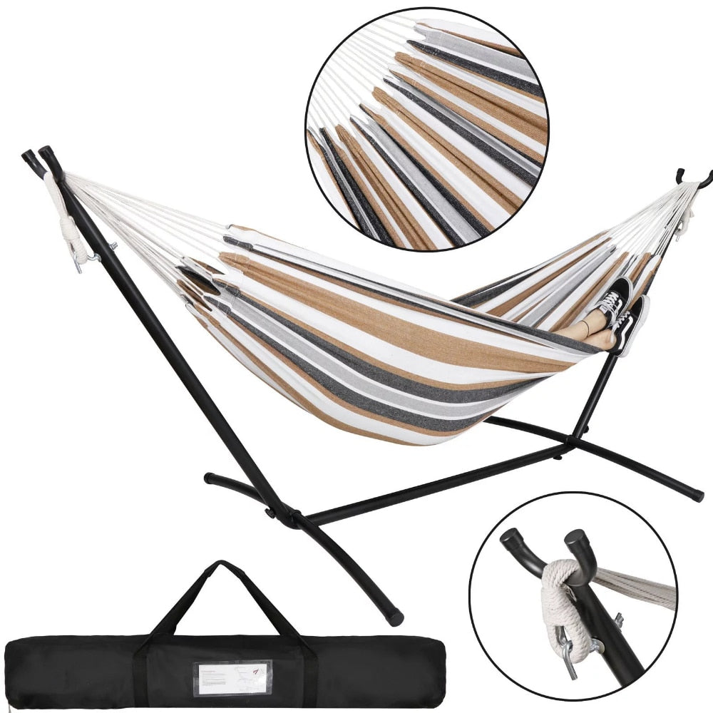 Two Person Hammock with Steel Stand  [ 450 LBS CAPACITY ]