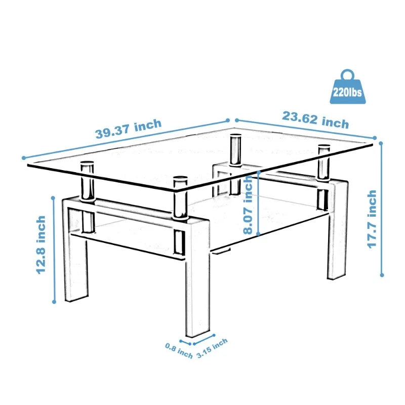 Black Tempered Glass Coffee Table