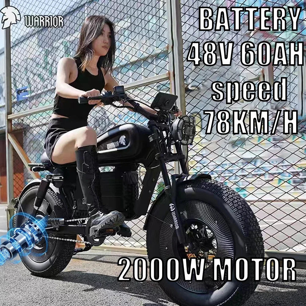 2,000 WATT MOTOR 20 INCH TIRE ZPW Black Warrior Ebike [ 48 VOLT 60 AMP HOURS BATTERY ]