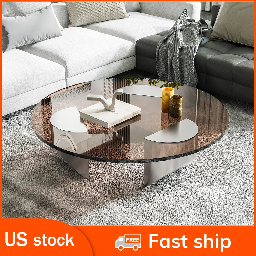 Round Tempered  Glass Coffee Table