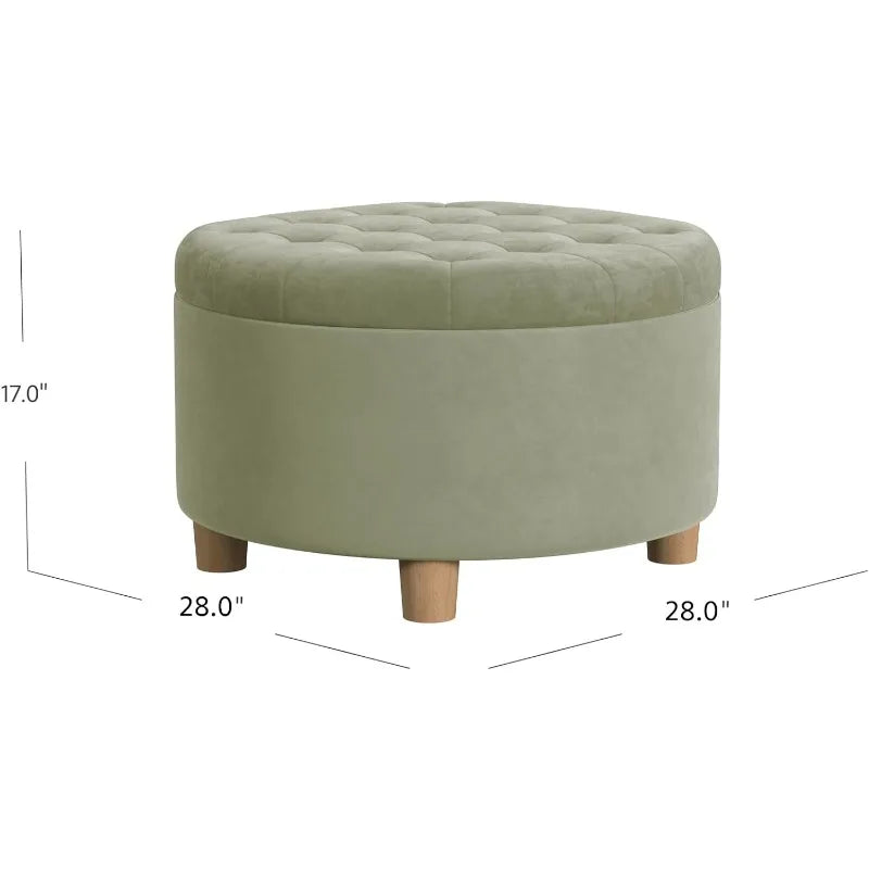 Large Button Tufted Seat and Storage