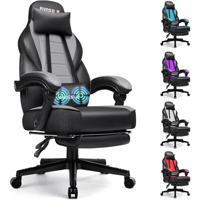 BOSSIN Gaming Chair with LUMBAR Cushion [ REMOVABLE FOOTREST ]