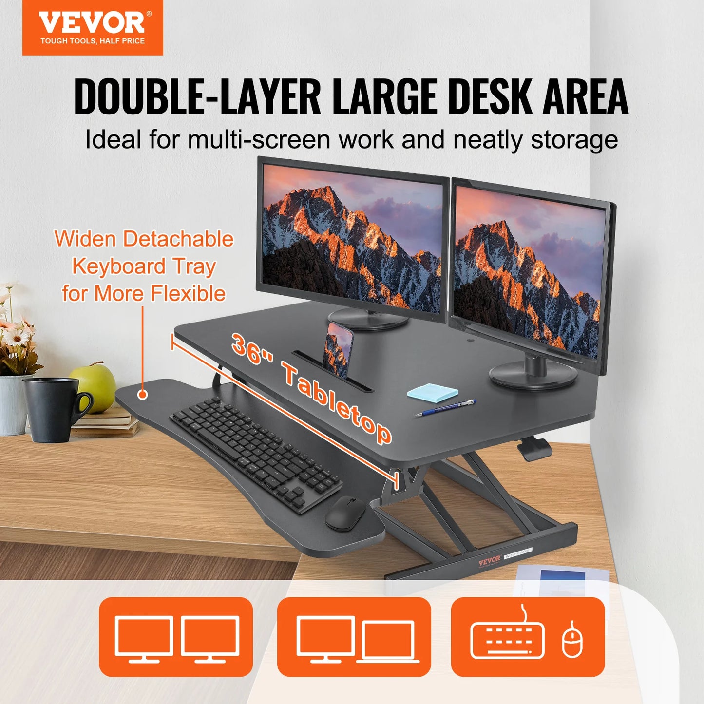 Double Layer Standing Desk Converter