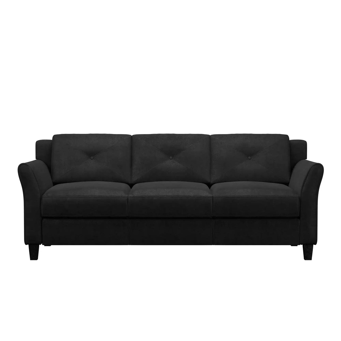 Black Taryn Sofa with Curved Arms
