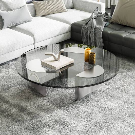 Round Tempered  Glass Coffee Table