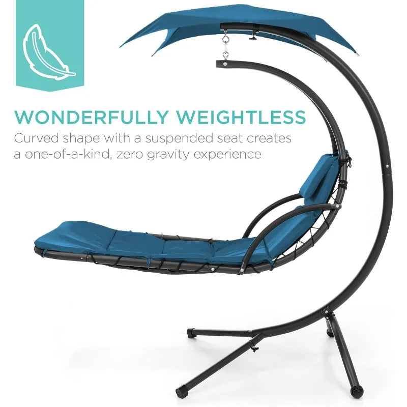 Curved Steel Chaise Lounge Chair Swing [ WITH PILLOW ]