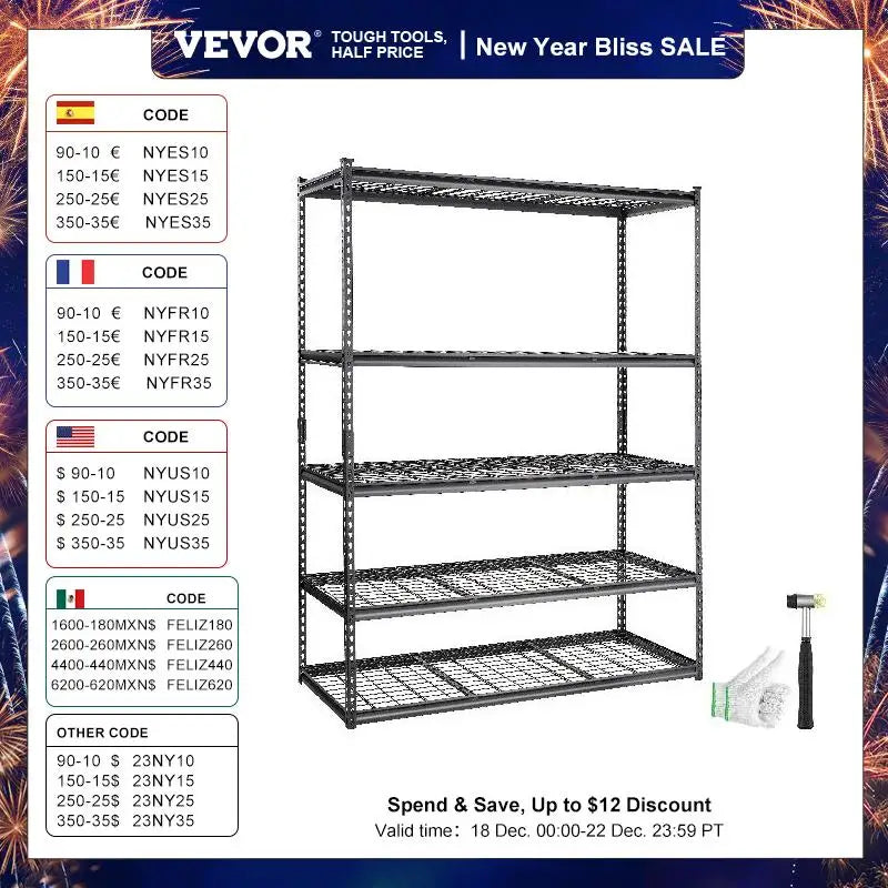 VEVOR 5 Layer Storage Shelf Unit [ 400 LBS CAPACITY 5x ]