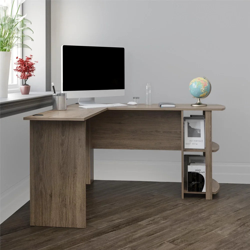 L Shaped Desk with Shelf Space