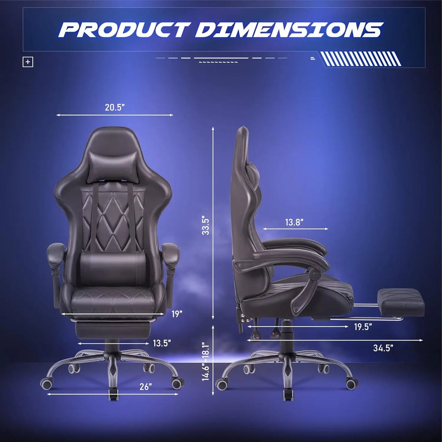 Adjustable Gaming/Office Chair [ REMOVABLE FOOTREST ]
