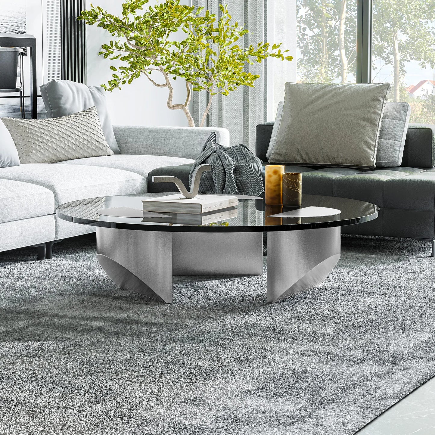 Round Tempered  Glass Coffee Table