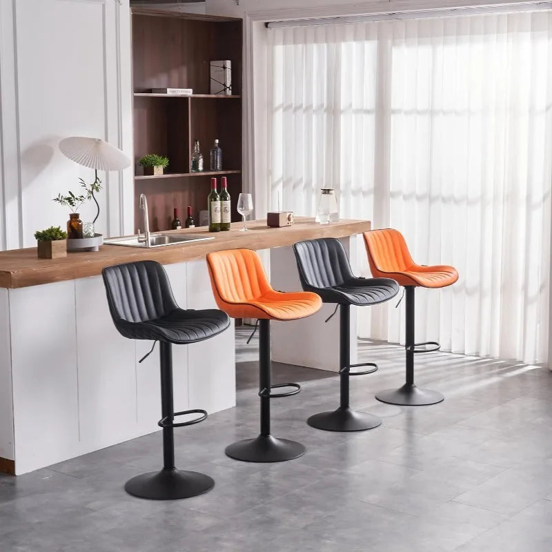 Faux Leather Bar Stools [ SET OF 2 ]